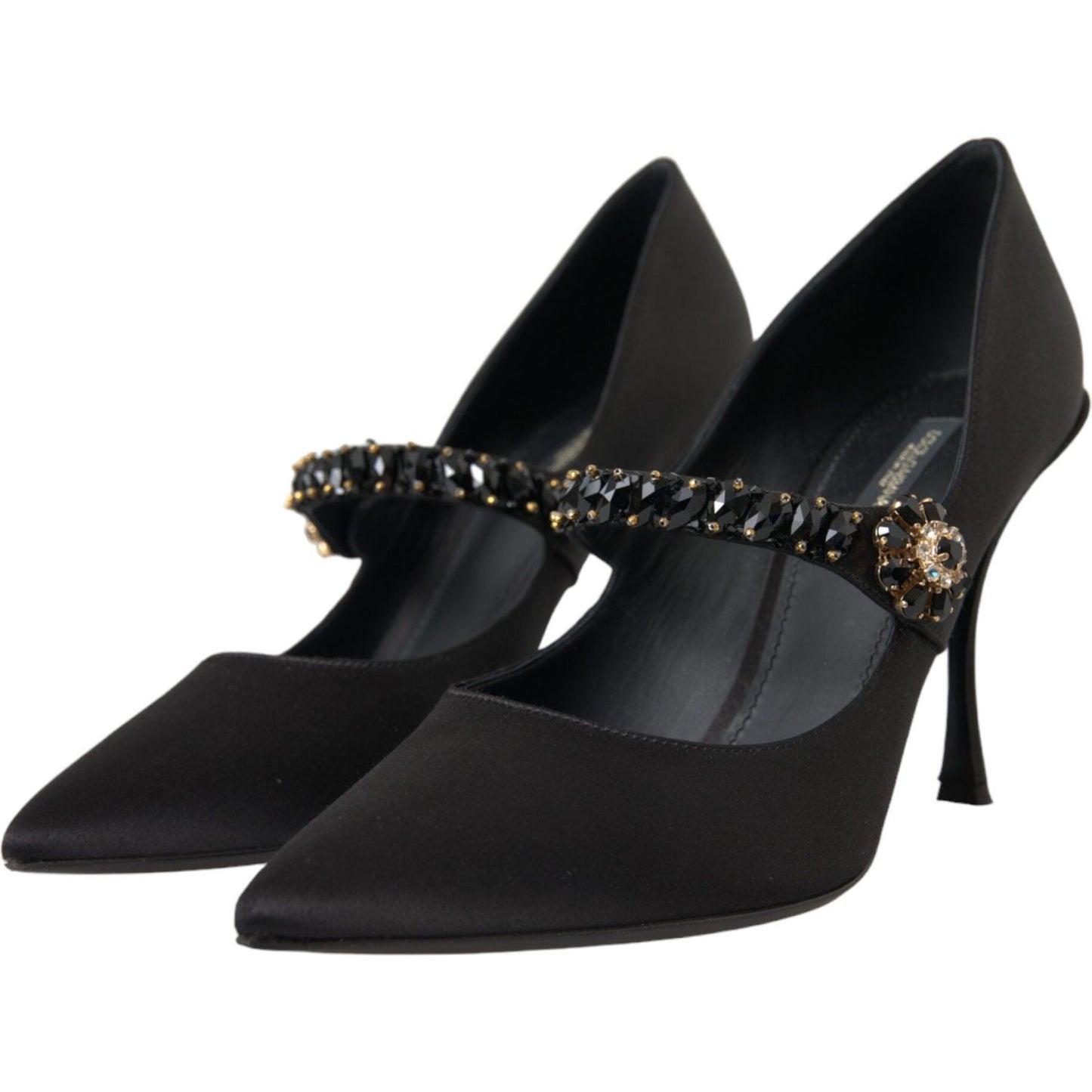 Dolce & Gabbana Black Mary Jane Crystal Heels Pumps Shoes Dolce & Gabbana