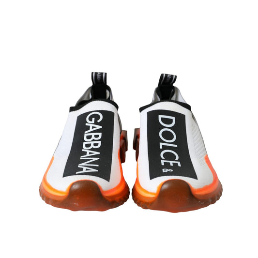 Dolce & Gabbana Black White Orange Slip On Sorrento Sneakers Shoes