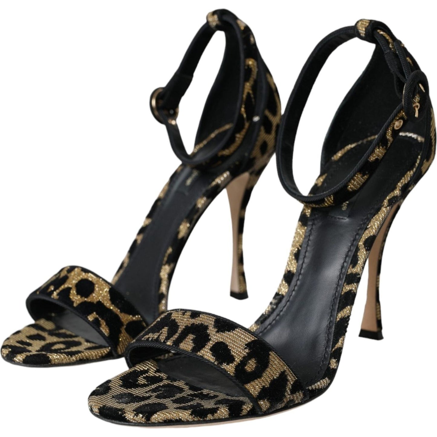 Dolce & Gabbana Gold Leopard Lurex High Heel Sandals Shoes Dolce & Gabbana