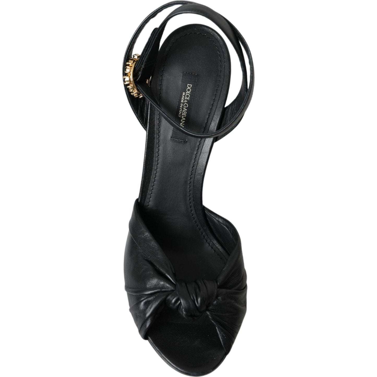 Dolce & Gabbana Black Leather Crystal Platform Sandals Shoes Dolce & Gabbana