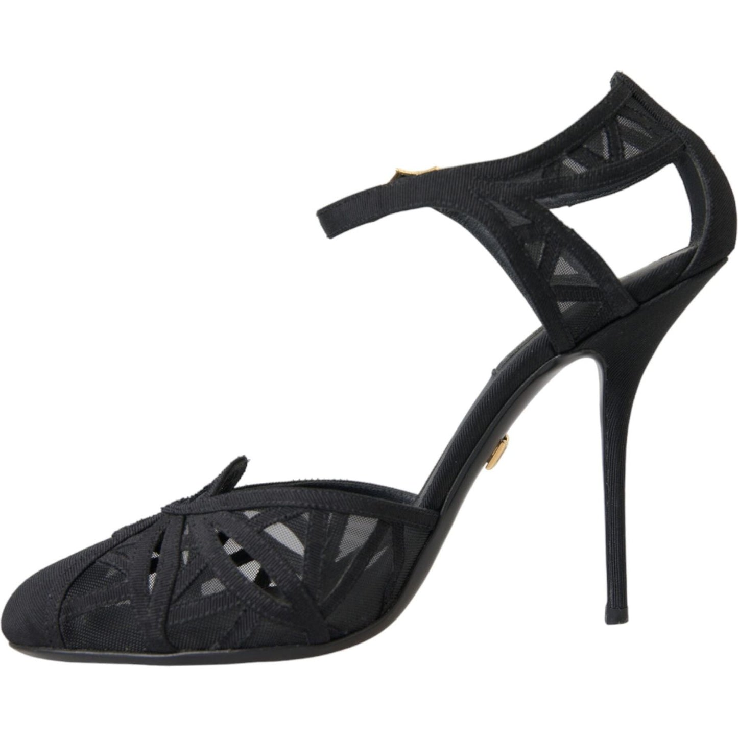 Dolce & Gabbana Black Mesh Ankle Strap Heels Sandals Shoes Dolce & Gabbana