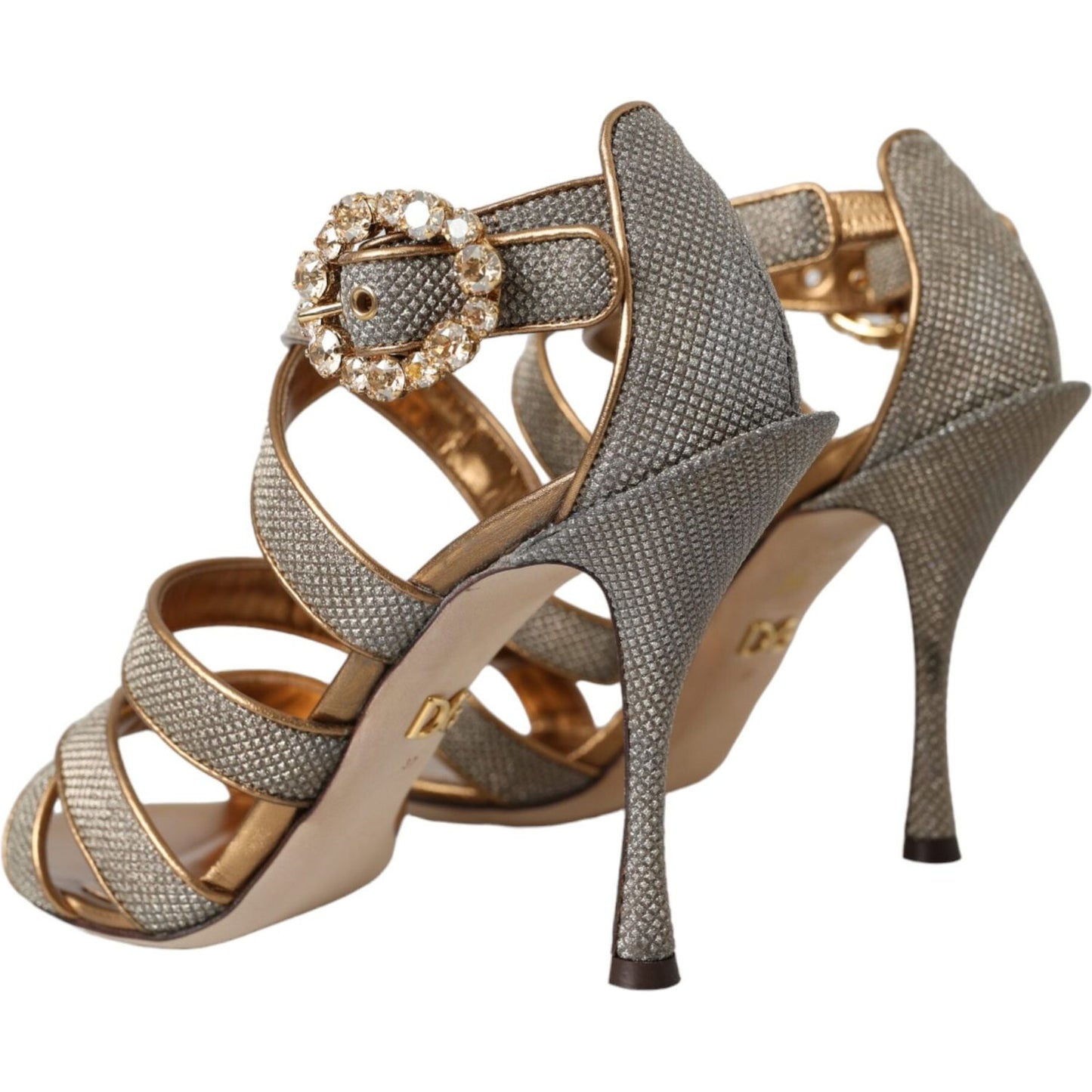 Dolce & Gabbana Bronze Crystal Strap Heels Sandals Shoes Dolce & Gabbana