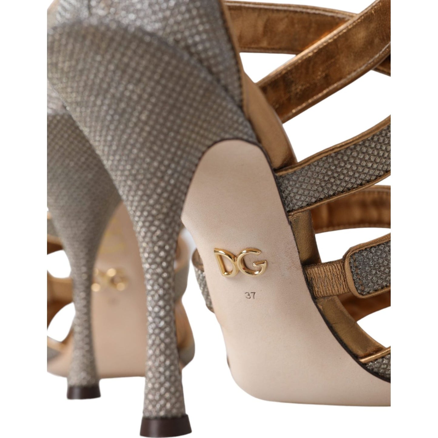 Dolce & Gabbana Bronze Crystal Strap Heels Sandals Shoes Dolce & Gabbana