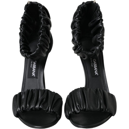 Dolce & Gabbana Black Leather Keira Heels Sandals Shoes Dolce & Gabbana