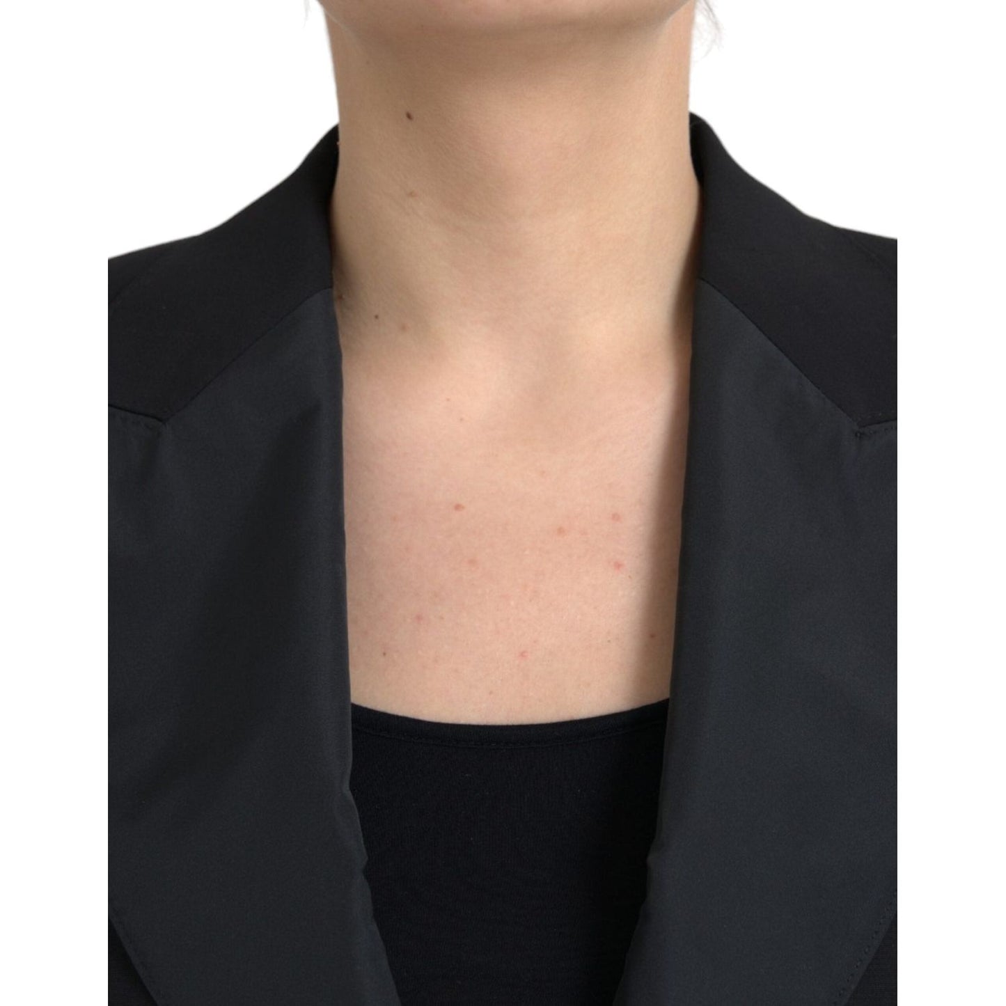 Dolce & Gabbana Black Polyester Puffed Sleeves Cropped Jacket Dolce & Gabbana