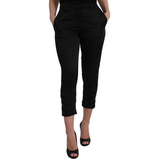 Ermanno Scervino Black High Waist Capri Cropped Pants Ermanno Scervino