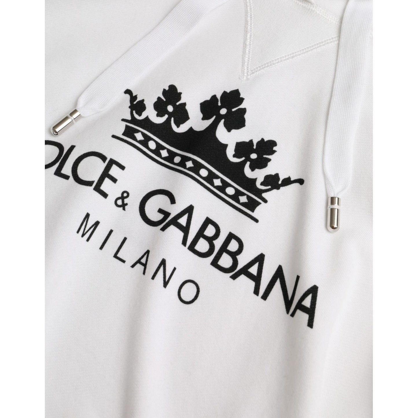 Dolce & Gabbana White Cotton Logo Hoodie Pullover Sweater Dolce & Gabbana