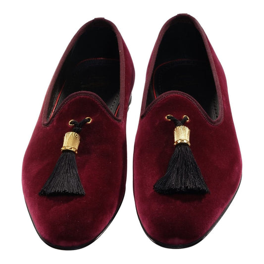 Christian Louboutin Stanboul Burgundy Velvet Flat Shoes Christian Louboutin