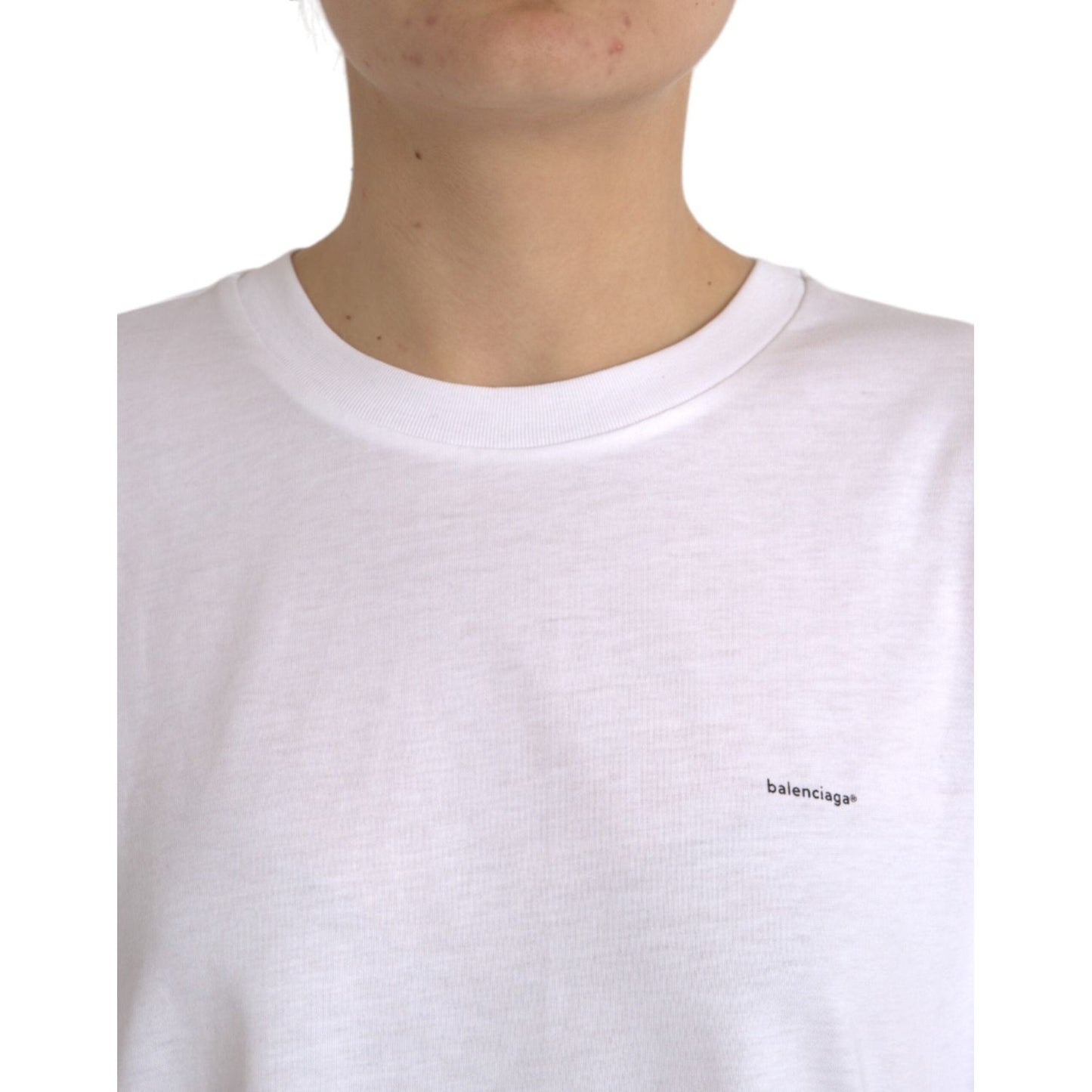 Balenciaga White Cotton Crew Neck Short Sleeves T-shirt Balenciaga