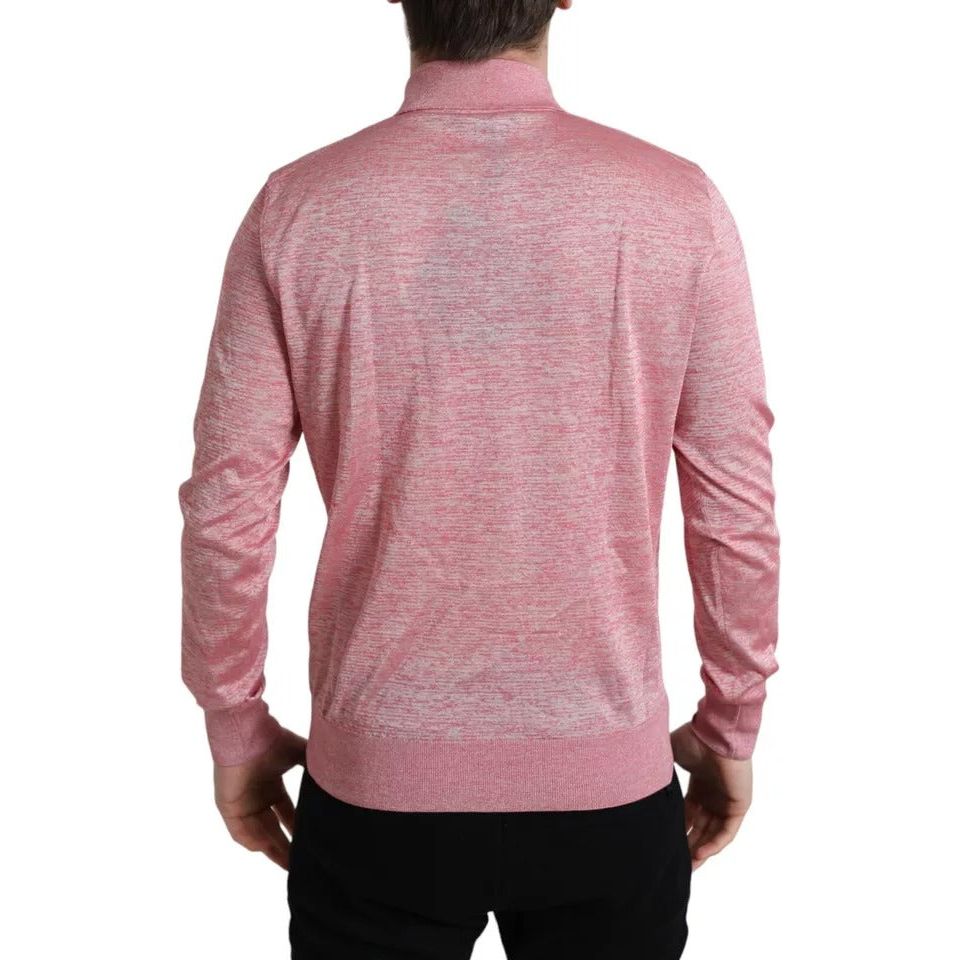 Dolce & Gabbana Pink Polyester Collared Men Pullover Sweater Dolce & Gabbana