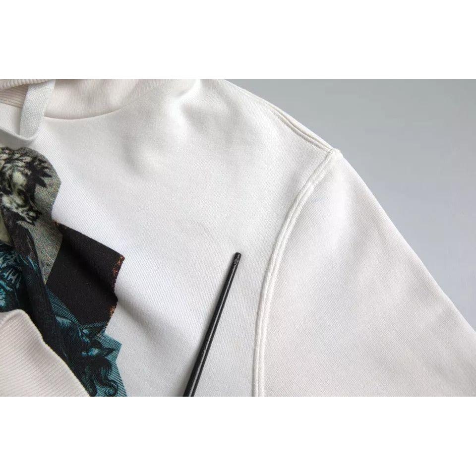 Dolce & Gabbana White Caesar Cotton Hooded Pullover Sweater