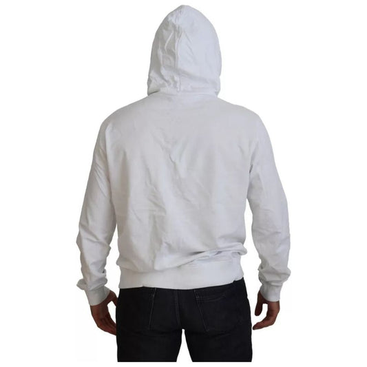 Dolce & Gabbana White Cotton Hooded Sweatshirt Sweater Dolce & Gabbana