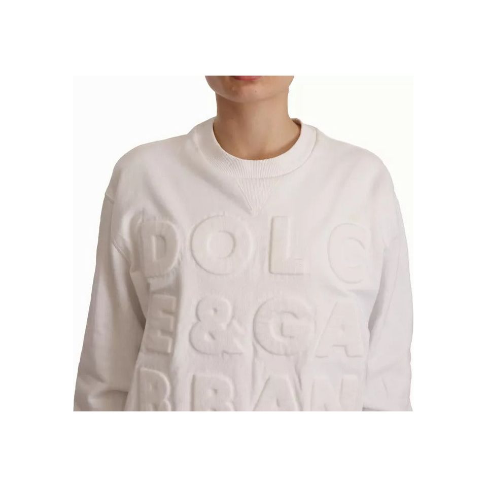 Dolce & Gabbana White Logo Embossed Cotton Sweatshirt Sweater Dolce & Gabbana