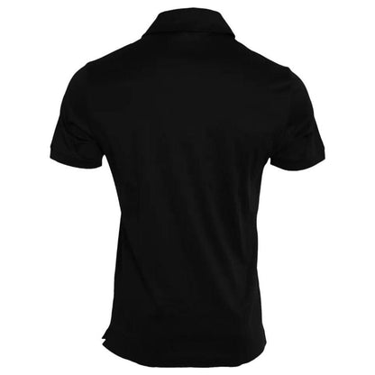 Dolce & Gabbana Black Logo Cotton Collared Polo Top T-shirt