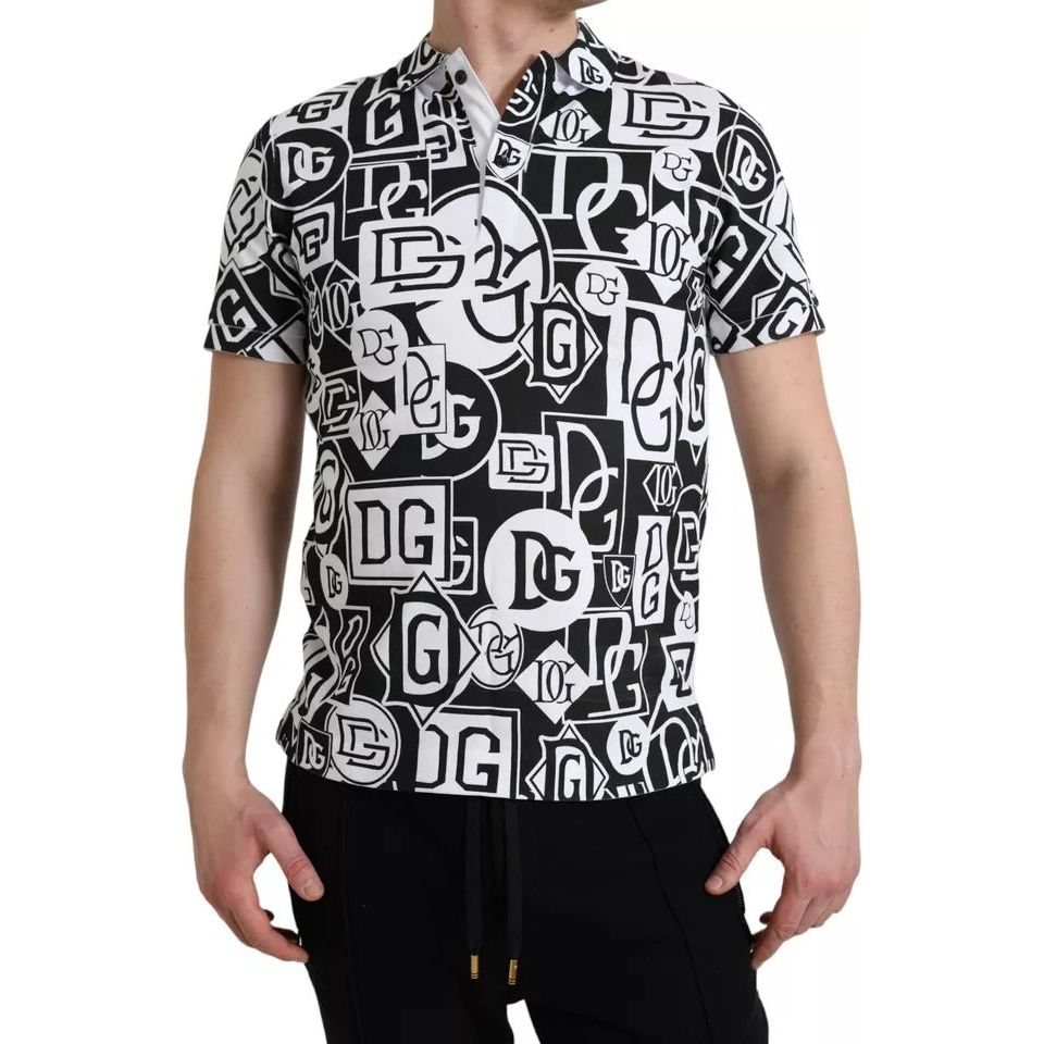 Dolce & Gabbana Black White Logo Short Sleeves Polo T-shirt Dolce & Gabbana