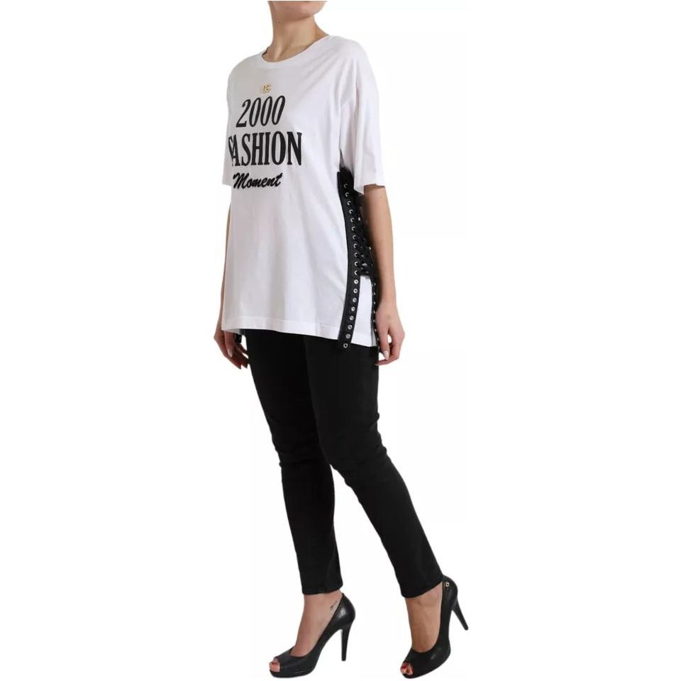 Dolce & Gabbana White 2000 Fashion Moment Lacing Detailed Tee T-shirt Dolce & Gabbana