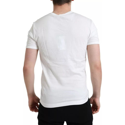 Dolce & Gabbana White Logo Embossed Crew Neck Short Sleeves T-shirt Dolce & Gabbana