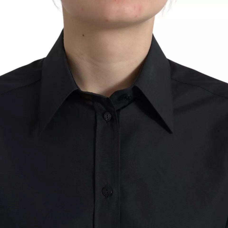 Dolce & Gabbana Black Cotton Collared Formal Dress Shirt Top Dolce & Gabbana