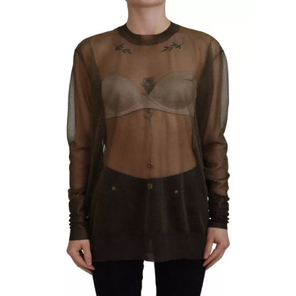 Dolce & Gabbana Black Transparent Crewneck Long Sleeves Top
