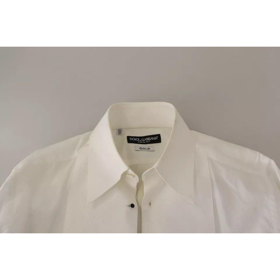 Dolce & Gabbana White Cotton Dress Collared Long Sleeves Shirt Top Dolce & Gabbana