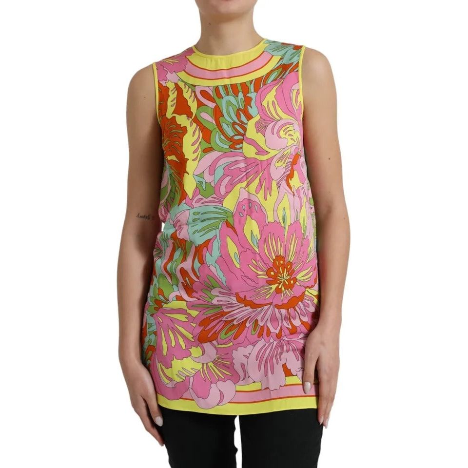 Dolce & Gabbana Multicolor Floral Silk Sleeveless Tank Top Dolce & Gabbana