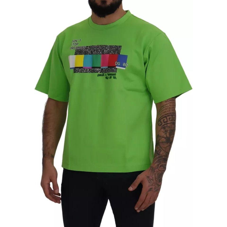 Dolce & Gabbana Green Cotton DG CHANNEL Top T-shirt Dolce & Gabbana