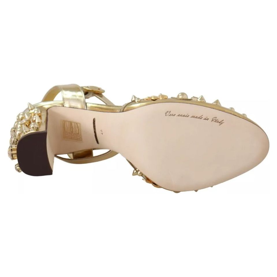 Dolce & Gabbana Gold Studs Vally Slingback Sandals Shoes Dolce & Gabbana