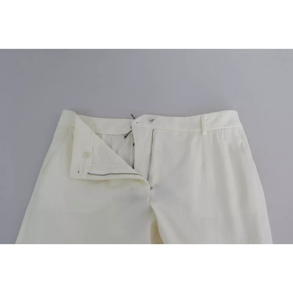 Dolce & Gabbana White Wide Leg Virgin Wool Pants Dolce & Gabbana