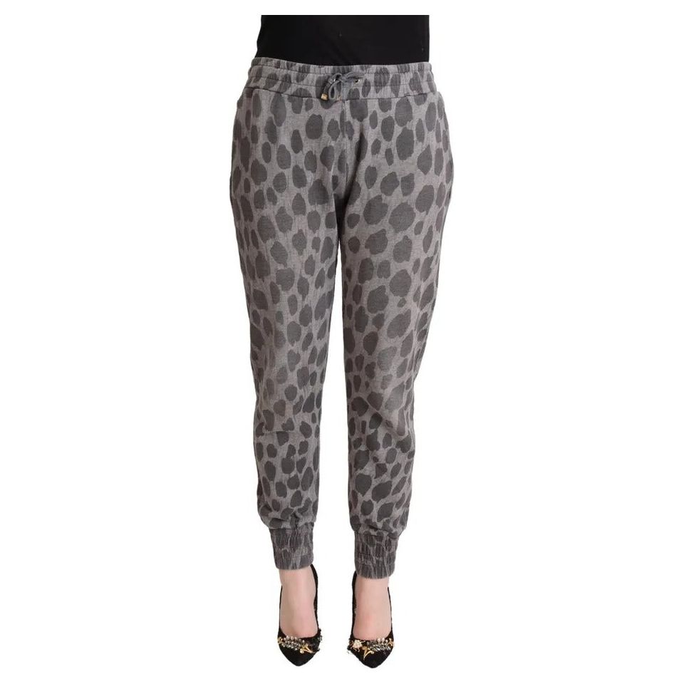 Dolce & Gabbana Gray Leopard Print Sweatpants Jogger Pants Dolce & Gabbana