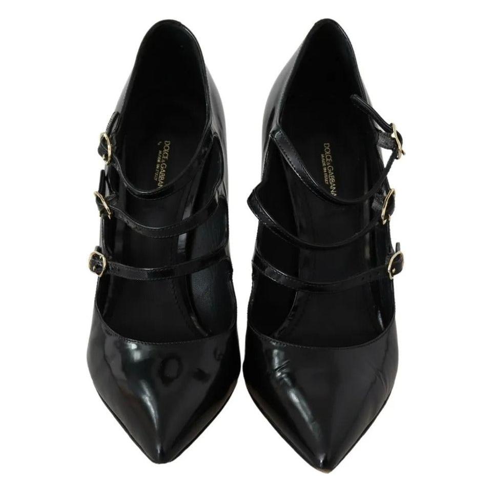 Dolce & Gabbana Black Leather Ankle Strap Heels Pumps Shoes Dolce & Gabbana