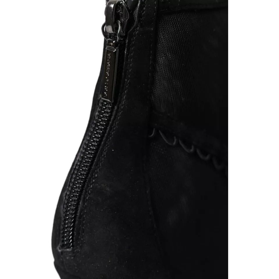 Dolce & Gabbana Black Tulle Stiletto Heels Short Boots Shoes Dolce & Gabbana