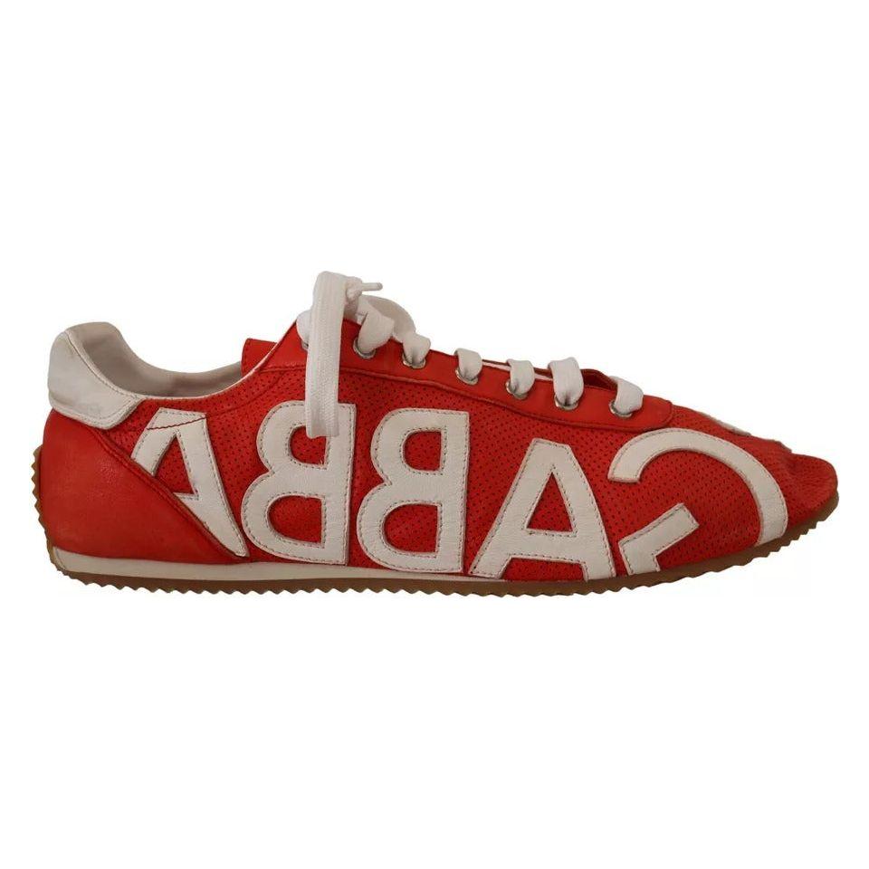 Dolce & Gabbana Red White Leather Mens Logo Casual Sneakers Shoes Dolce & Gabbana