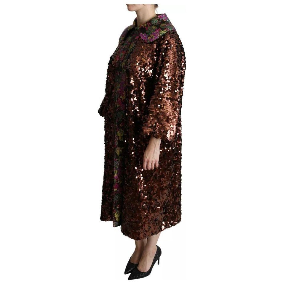 Dolce & Gabbana Multicolor Sequined Long Coat Jaquard Jacket Dolce & Gabbana