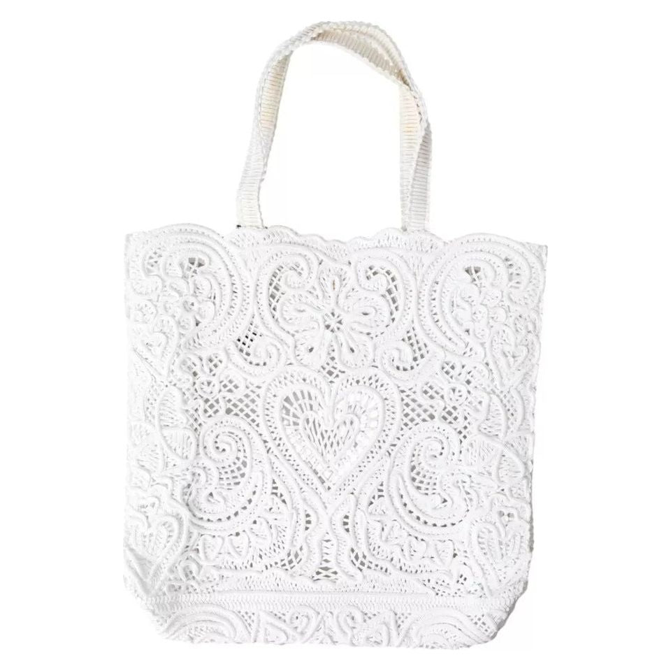 Dolce & Gabbana White Cordonetto Lace Beatrice Tote Bag Dolce & Gabbana