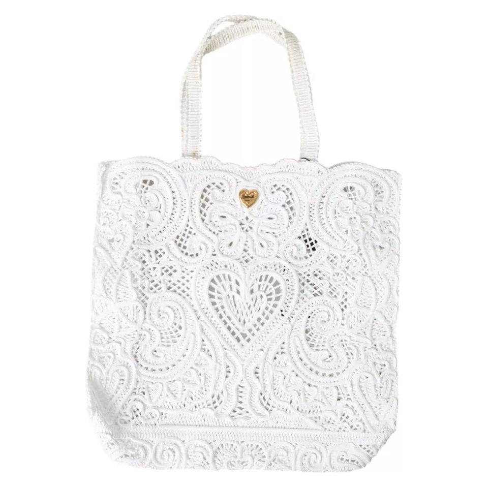 Dolce & Gabbana White Cordonetto Lace Beatrice Tote Bag Dolce & Gabbana