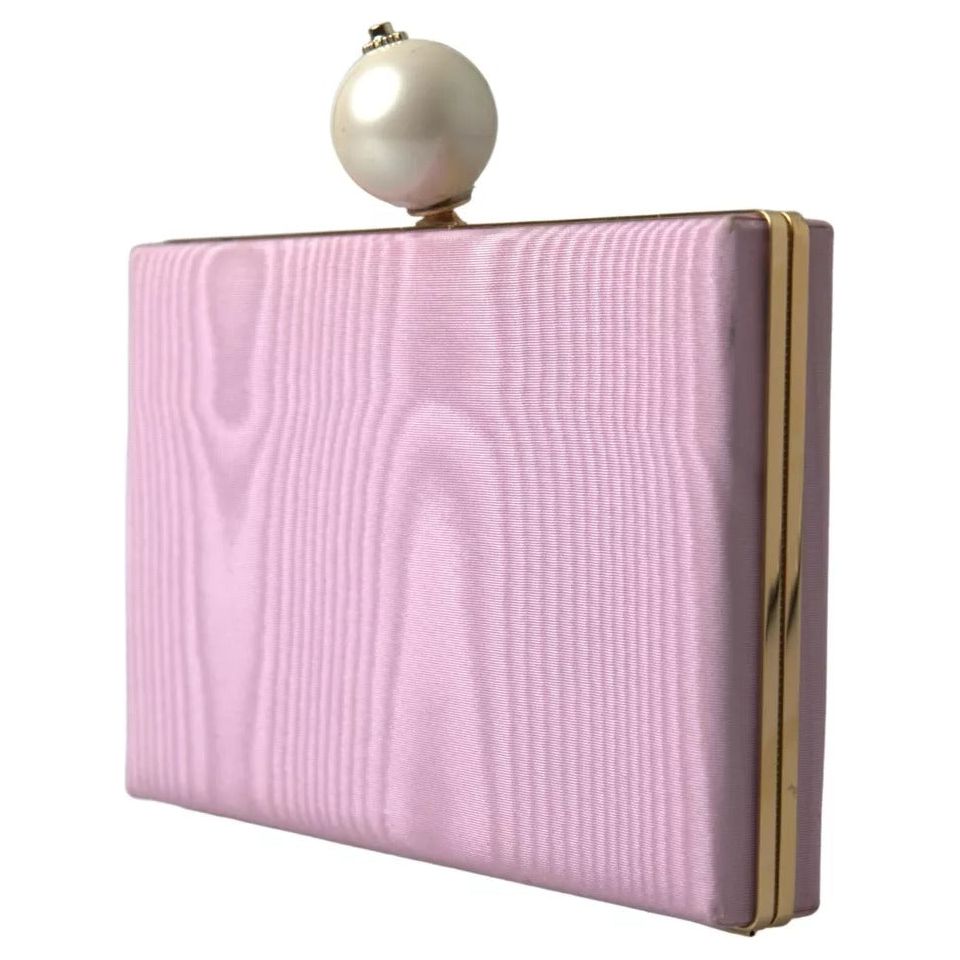 Dolce & Gabbana Pink Silk Gold Frame Clutch Evening Party Purse Bag Dolce & Gabbana