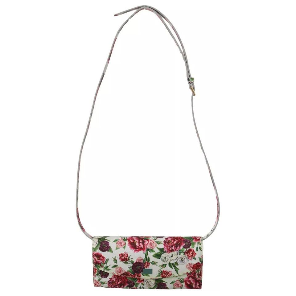 Dolce & Gabbana White Purse Clutch Floral Roses Leather Cross Body Bag Dolce & Gabbana