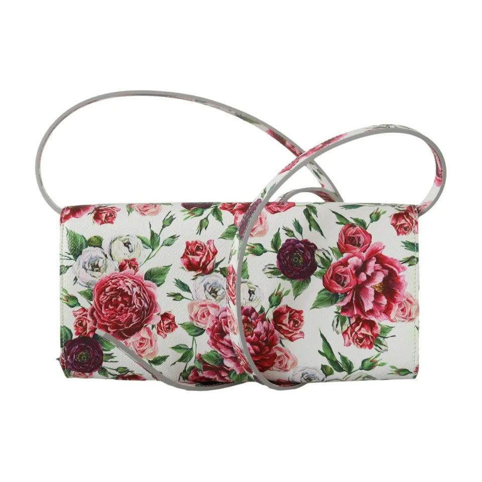 Dolce & Gabbana White Purse Clutch Floral Roses Leather Cross Body Bag Dolce & Gabbana