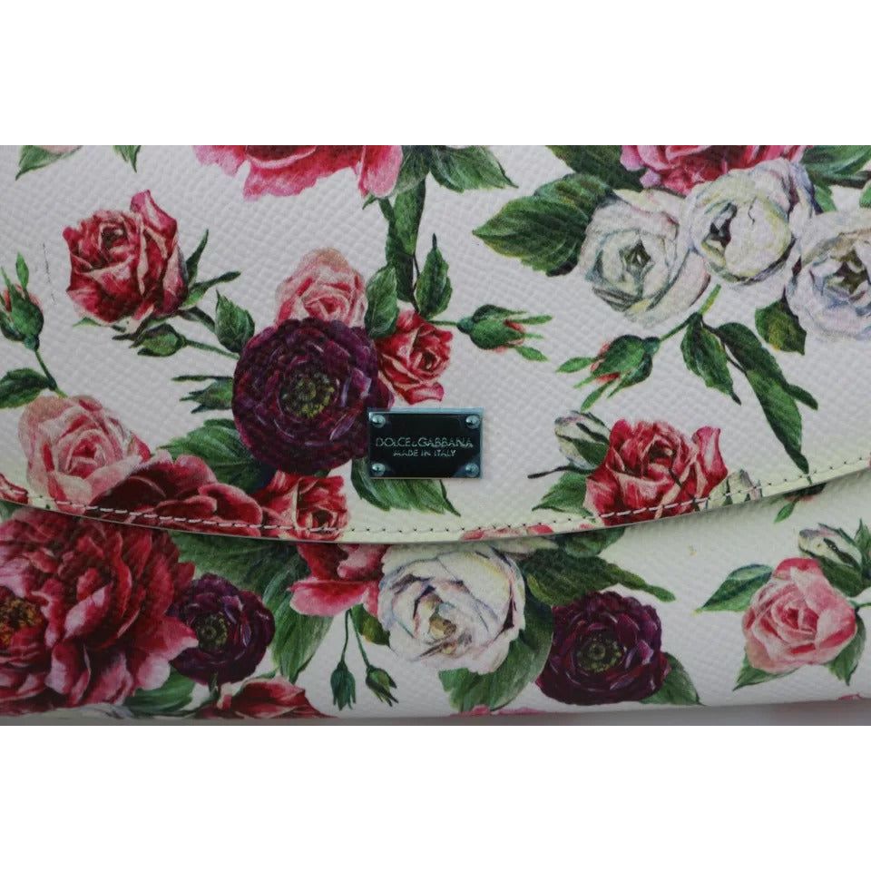 Dolce & Gabbana White Purse Clutch Floral Roses Leather Cross Body Bag Dolce & Gabbana