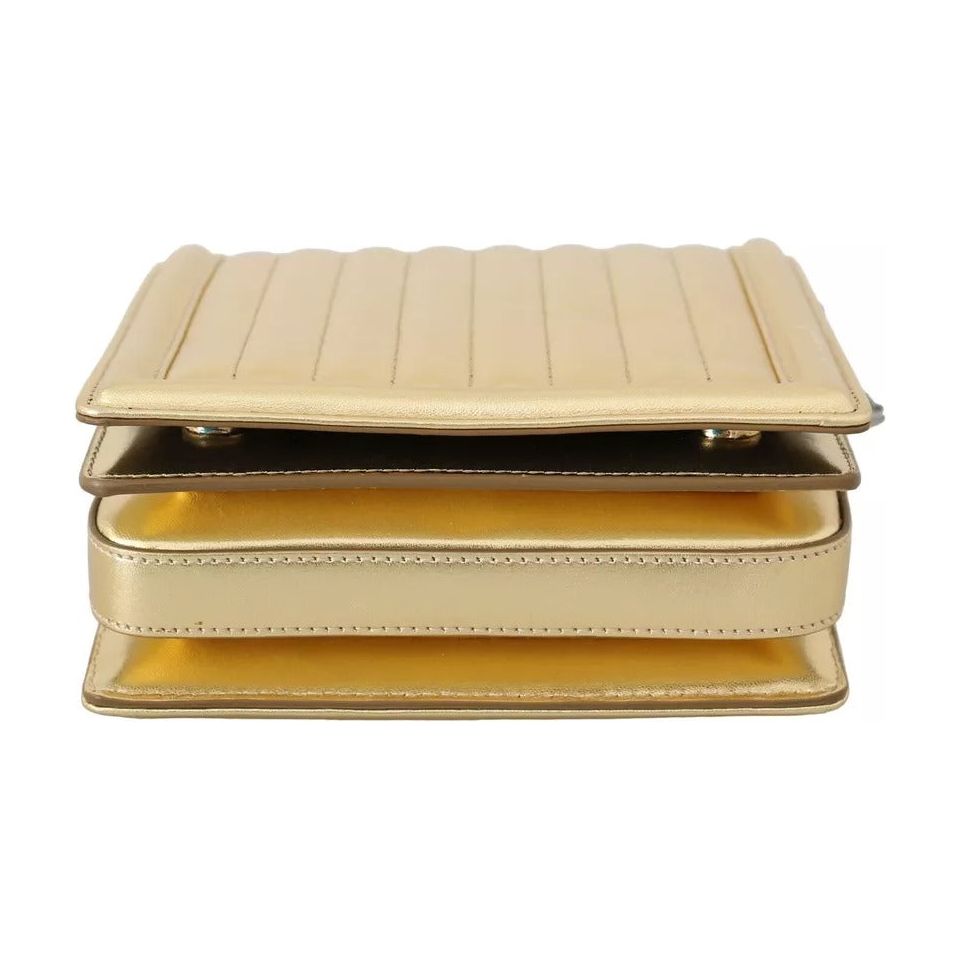 Dolce & Gabbana Gold Shoulder #DG GIRLS Leather Sling Clutch Purse Bag Dolce & Gabbana