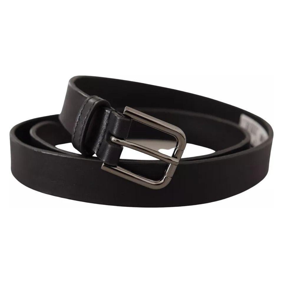 Dolce & Gabbana Black Calf Leather Classic Metal Logo Buckle Belt Dolce & Gabbana