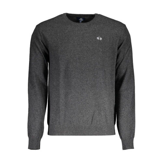 La Martina Gray Wool Men Sweater La Martina