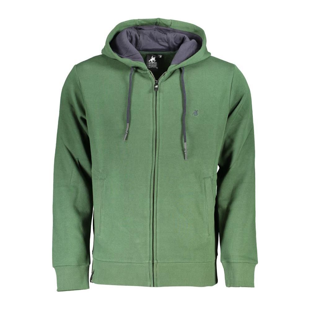 U.S. Grand Polo Chic Green Hooded Sweatshirt with Elegant Embroidery U.S. Grand Polo