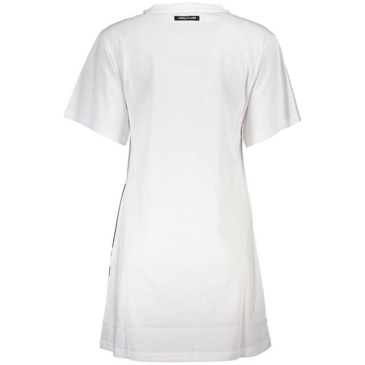 Cavalli Class Elegant White Cotton Dress with Designer Print Cavalli Class