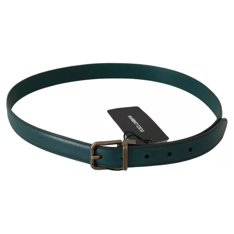 Dolce & Gabbana Green Gold Buckle Waist Leather Belt Dolce & Gabbana