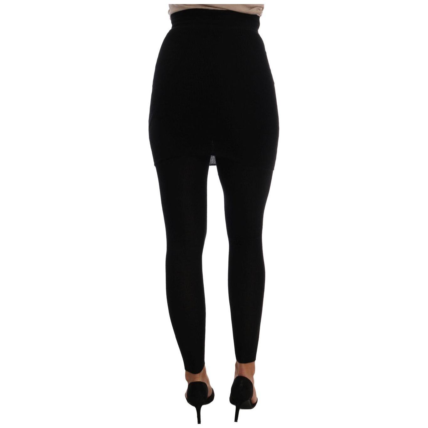 Dolce & Gabbana Black Cashmere Silk Stretch Tights Stockings