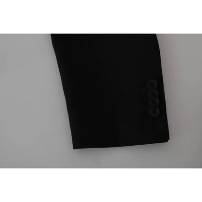 Dolce & Gabbana Black Wool Slim Fit Notch Jacket Blazer