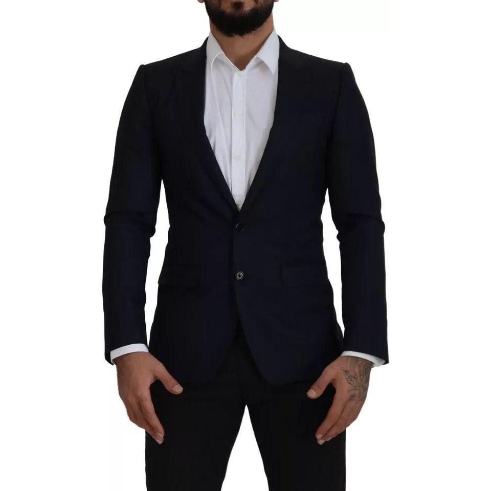 Dolce & Gabbana Blue Wool Single Breasted Coat Men Blazer Dolce & Gabbana