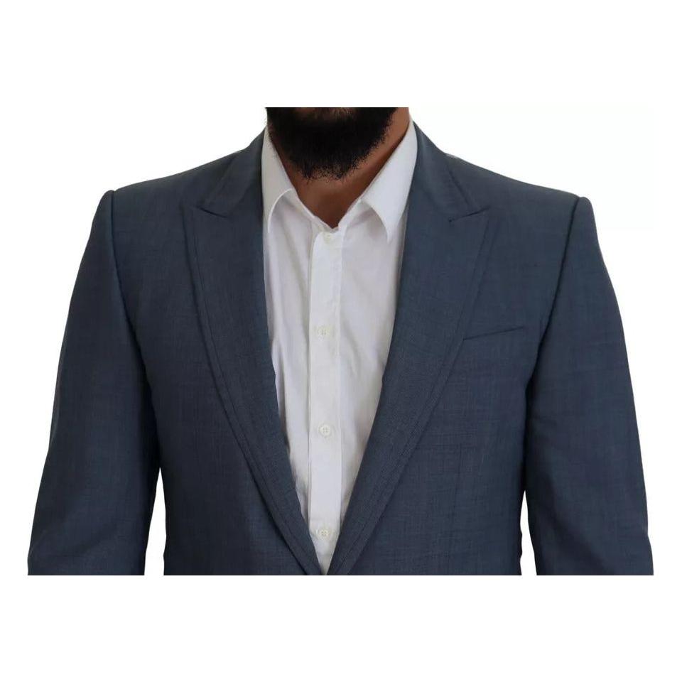 Dolce & Gabbana Blue Wool Stretch Slim Fit Jacket Blazer Dolce & Gabbana