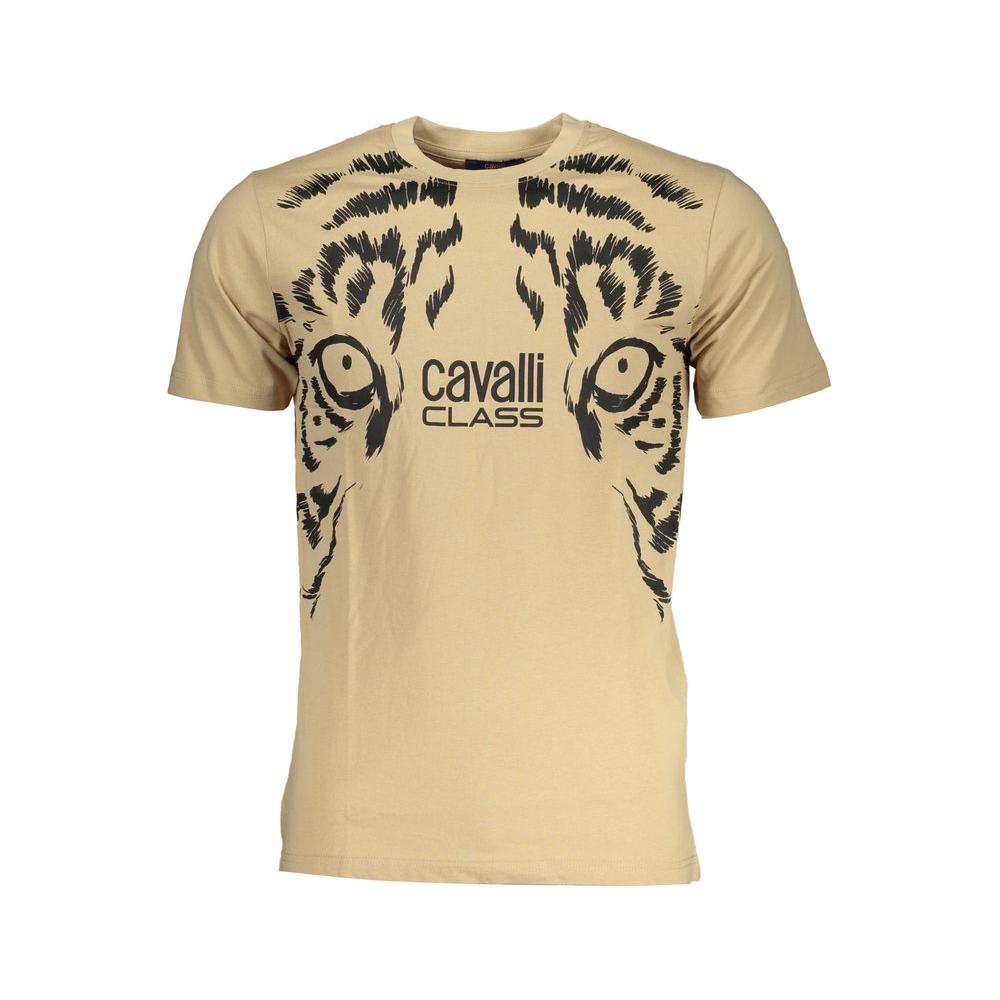 Cavalli Class Beige Cotton T-Shirt Cavalli Class